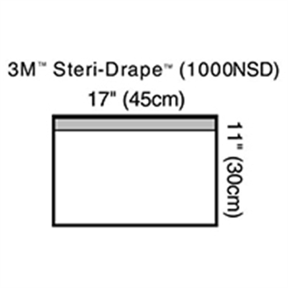 3M STERI-DRAPE Towel Drape, Small, 11" x 17", Non-Sterile, Clear Plastic, Adhesive Strip. MPN: 1000NSD