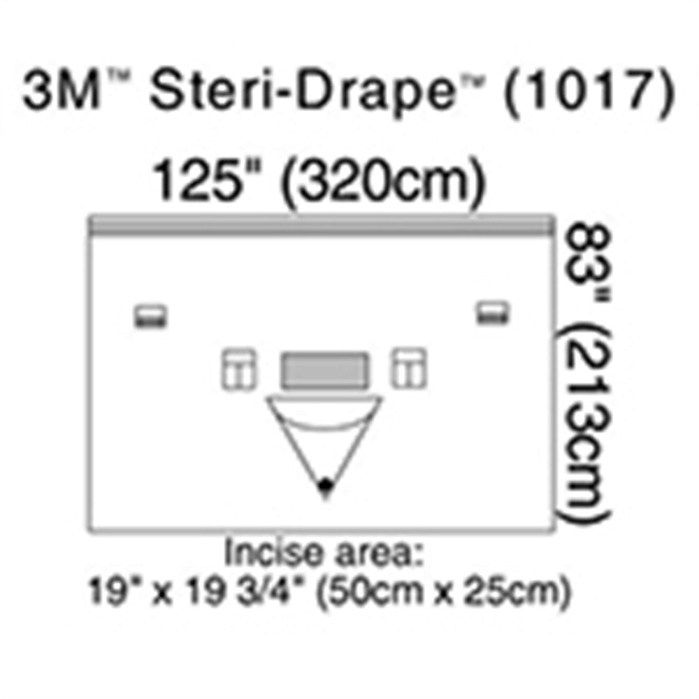 3M STERI-DRAPE Patient Isolation Drape, 125" x 83", Incise Film & Pouch, 1 Exit Port. MPN: 1017