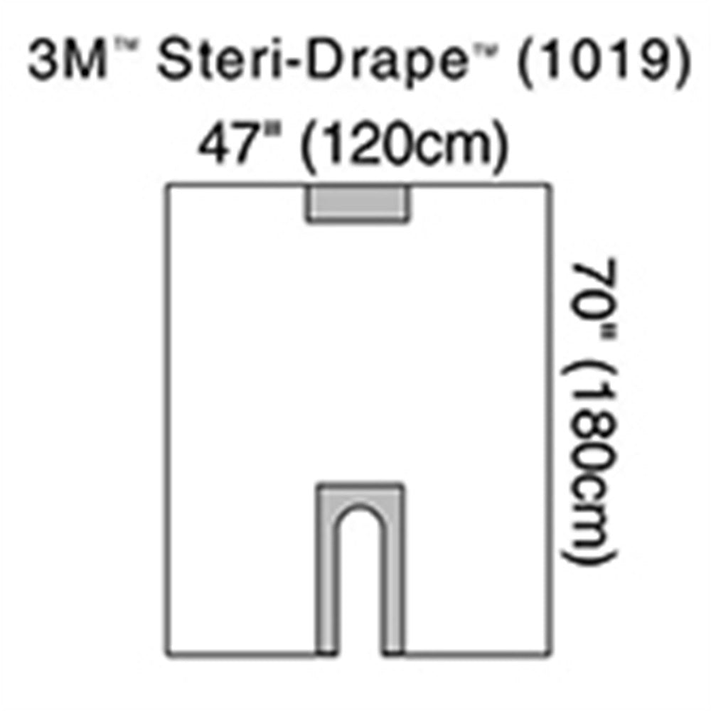 3M STERI-DRAPE U-Drape, 47" x 70", U-Slot Aperture with Adhesive, Clear Plastic. MPN: 1019