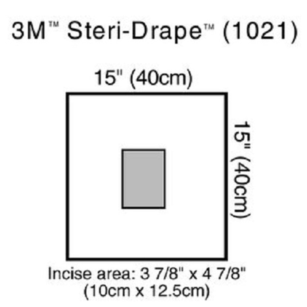 3M STERI-DRAPE Ophthalmic Small Drape with Incise Film, 15" x 15", 10/box, 4 box/case. MPN: 1021