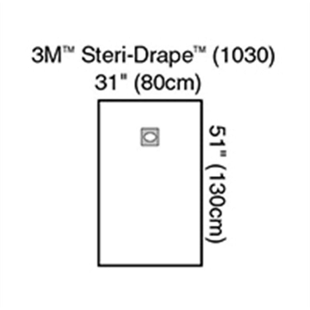 3M STERI-DRAPE Ophthalmic Medium Drape with Adhesive Aperture, 31" x 51", 10/box, 4 box/case. MPN: 1030