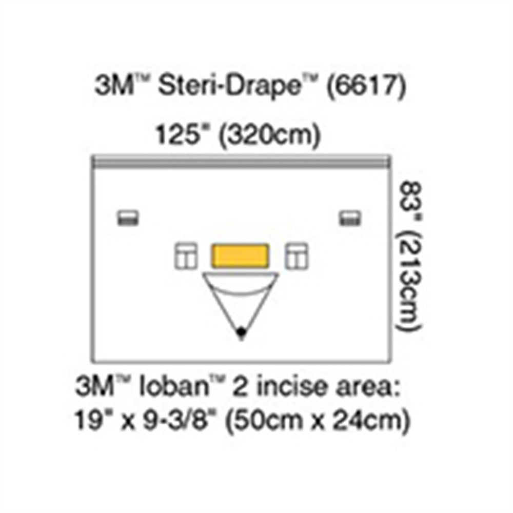 3M STERI-DRAPE Patient Isolation Drape, 126" x 83", Loban 2 Incise Film & Pouch, 1 Exit Port. MPN: 6617