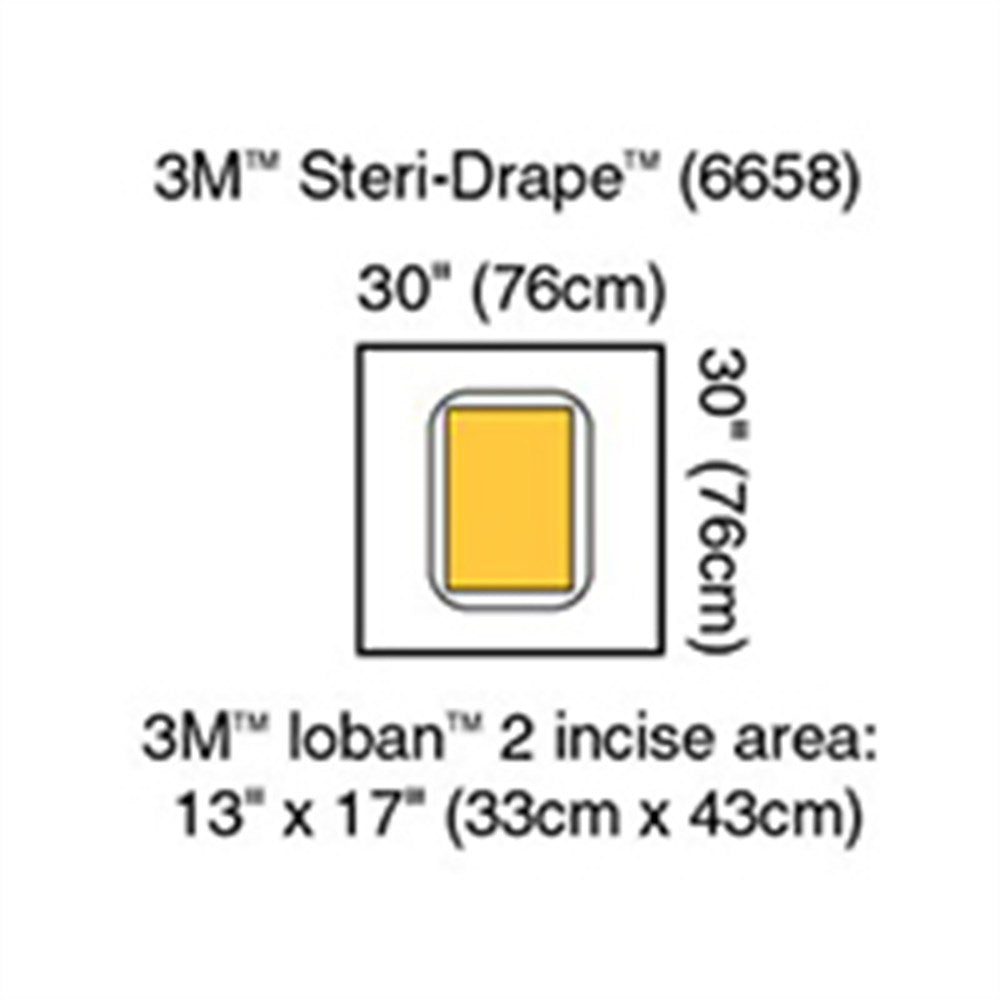 3M STERI-DRAPE Surgical Drape Pouch, 30" x 30", Incise 13" x 17", 5/box, 4 box/case. MPN: 6658