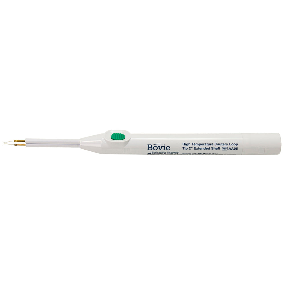 BOVIE Disposable Sterile Cautery, High Temp, Loop Tip with Extended 2" shaft, 2200 degree F, 10/box. MPN: AA05