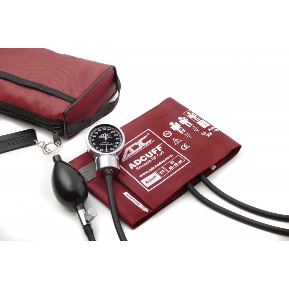 ADC DIAGNOSTIX 778 Pocket Aneroid Sphygmomanometer, BURGUNDY, Adult Cuff, Matching Case. MPN 778-11ABD