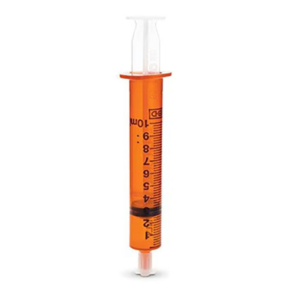BD Oral Syringe, Amber, 10 mL with Tip Cap, 100/pk, 5 pk/cs. MPN: 305209