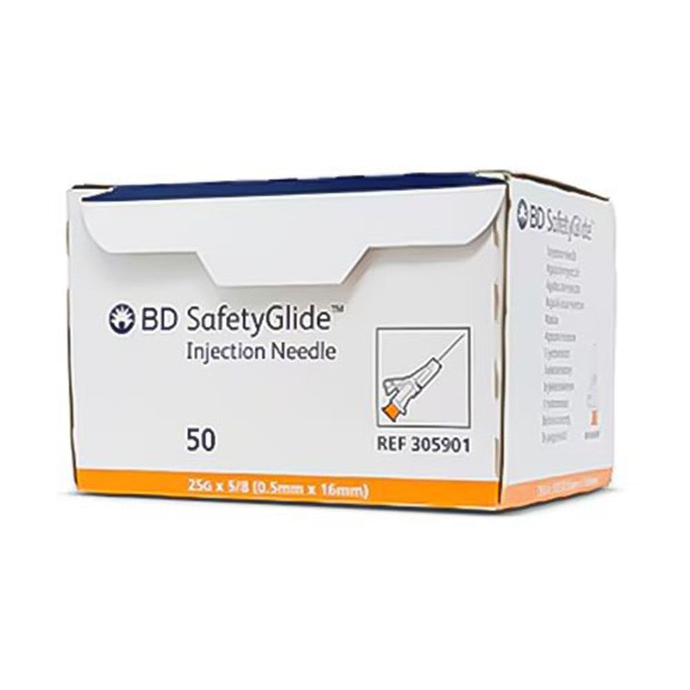 BD SubQ Hypodermic, 25 G x 5/8" SafetyGLide Shielding, Regular Bevel, Blue, 50/box, 10 box/case. MPN: 305901 - Image 2