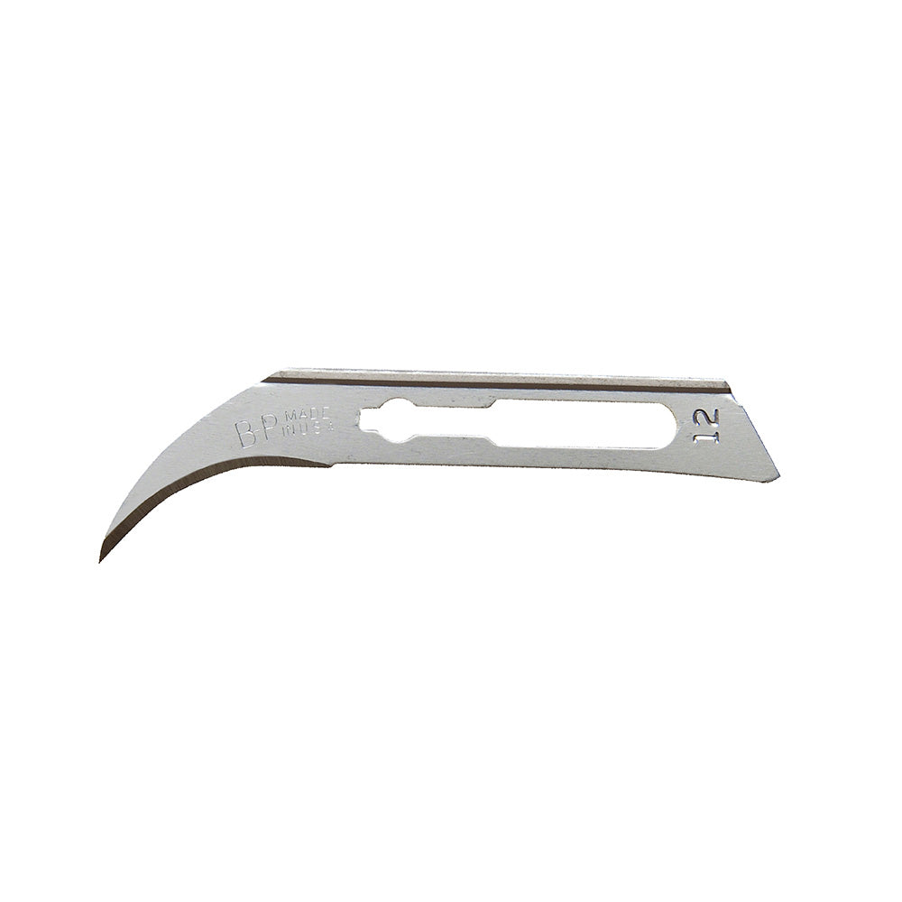Aspen Bard-Parker Safetylock Blades- Sterile Rib-Back Carbon Steel Blades, Size 12, 50/box, 3 box/case. MPN: 371152