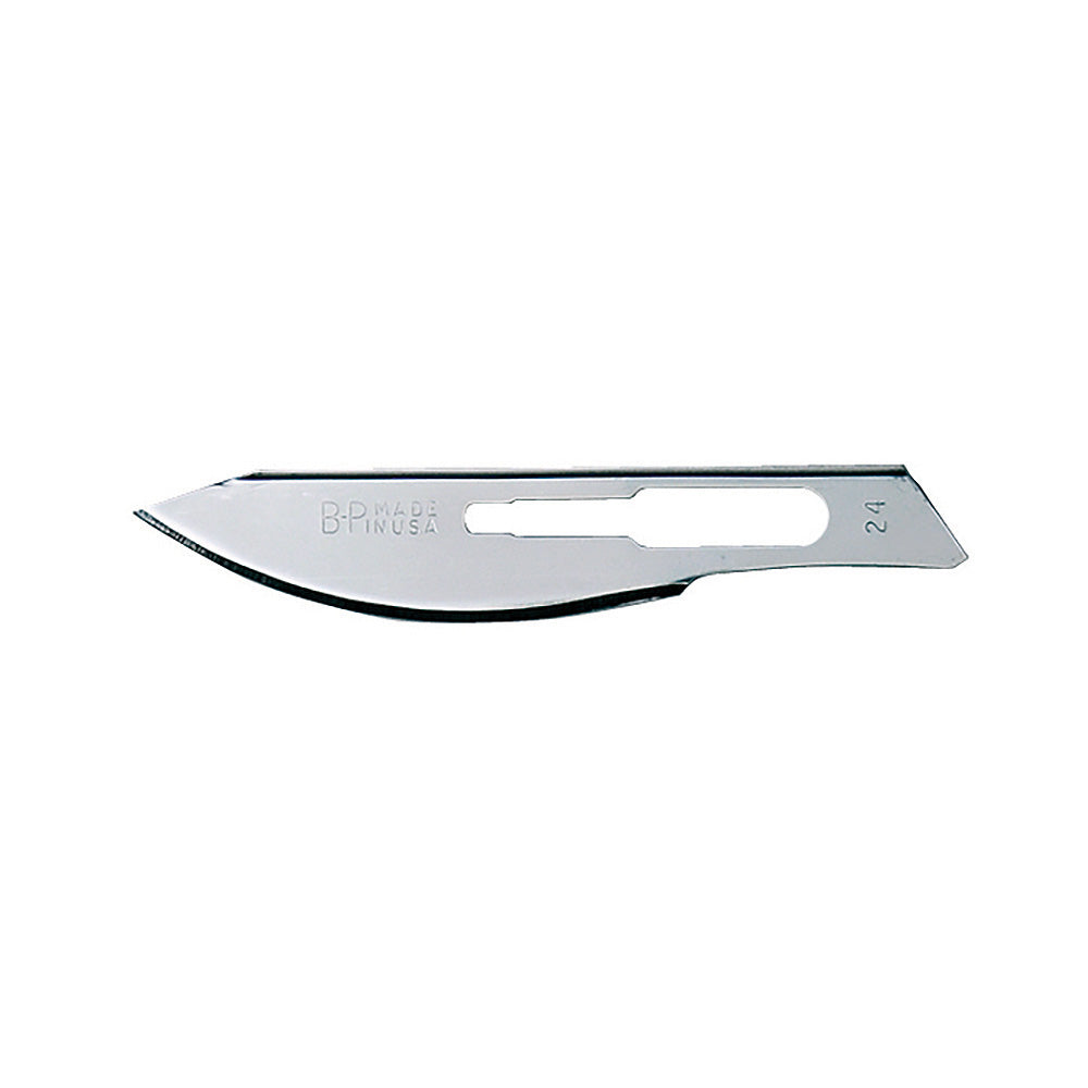 Aspen Bard-Parker Rib-Back Carbon Steel Blade, Non-Sterile, Size 24, 6/strip, 25 strips/case. MPN: 371324