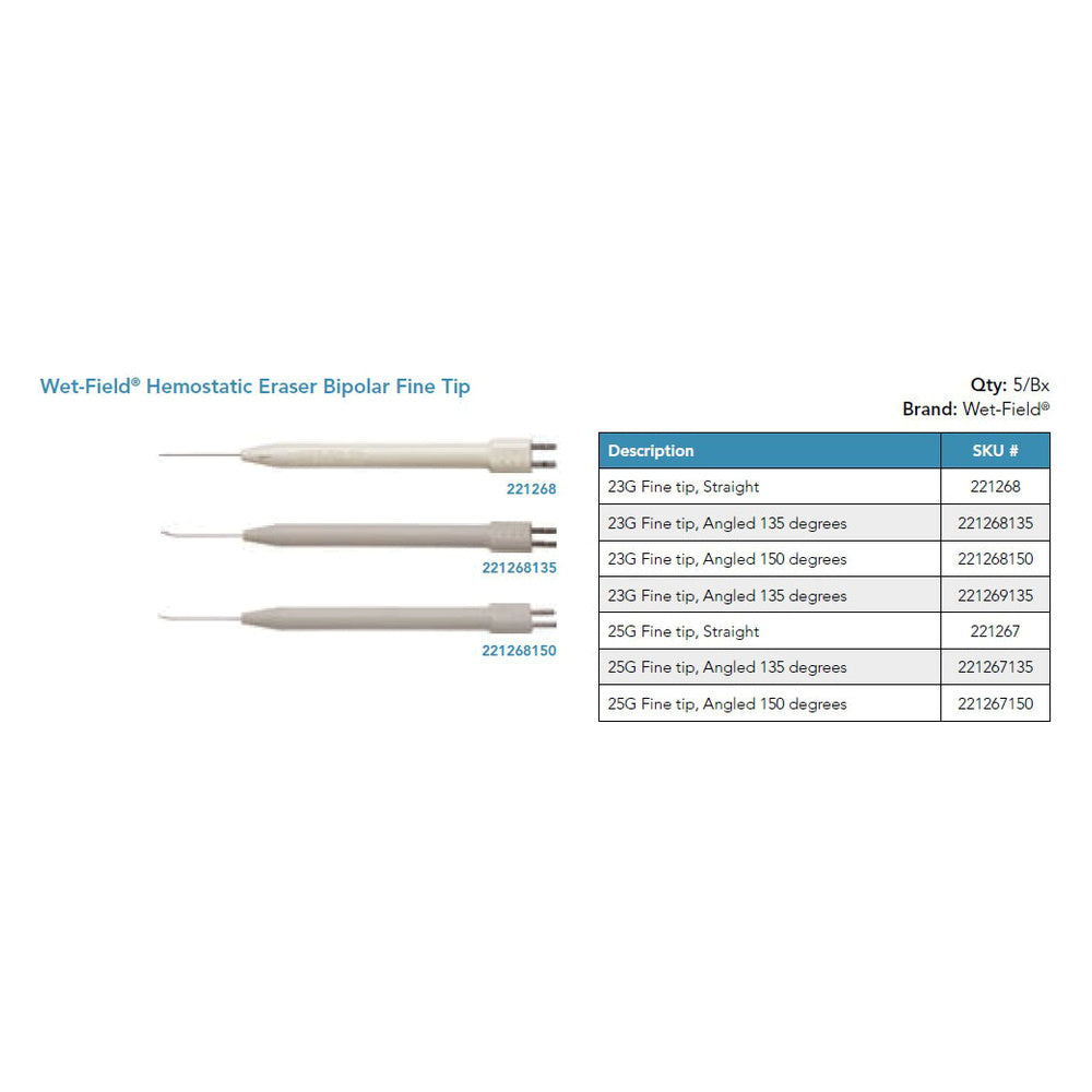 Wet-Field Hemostatic Eraser, Bipolar, 23G Fine Tip, 135° Angled. MPN: 221268135