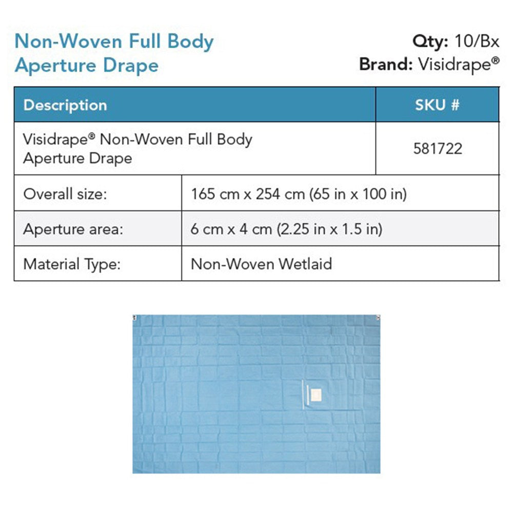 Visitec Visidrape Full Body Aperture Drape, Non-Woven, 165 x 254 cm. MPN: 581722