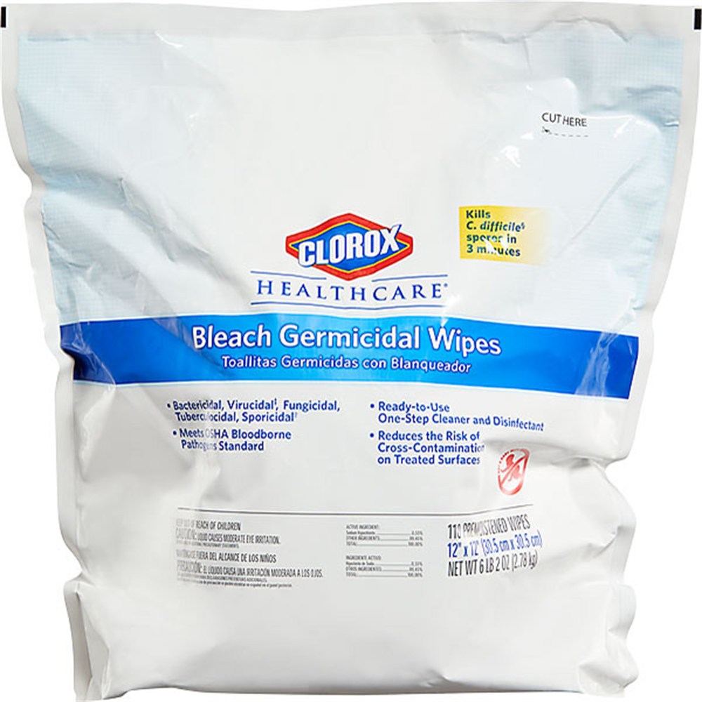 CLOROX Healthcare Bleach Germicidal Wipes Refill Pack, 12"x12". MPN: 30359