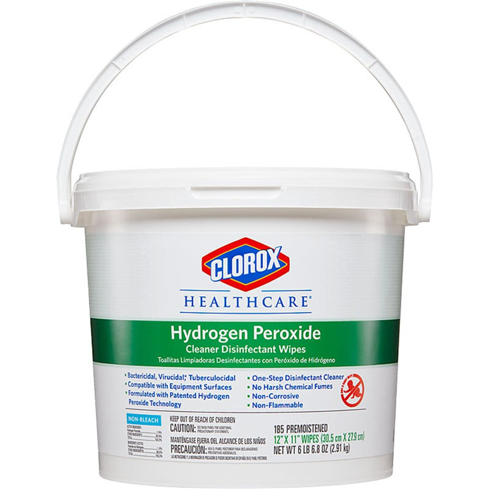 CLOROX Healthcare Hydrogen Peroxide Cleaner Disinfectant Wipes Bucket, 12"x11". MPN: 30826