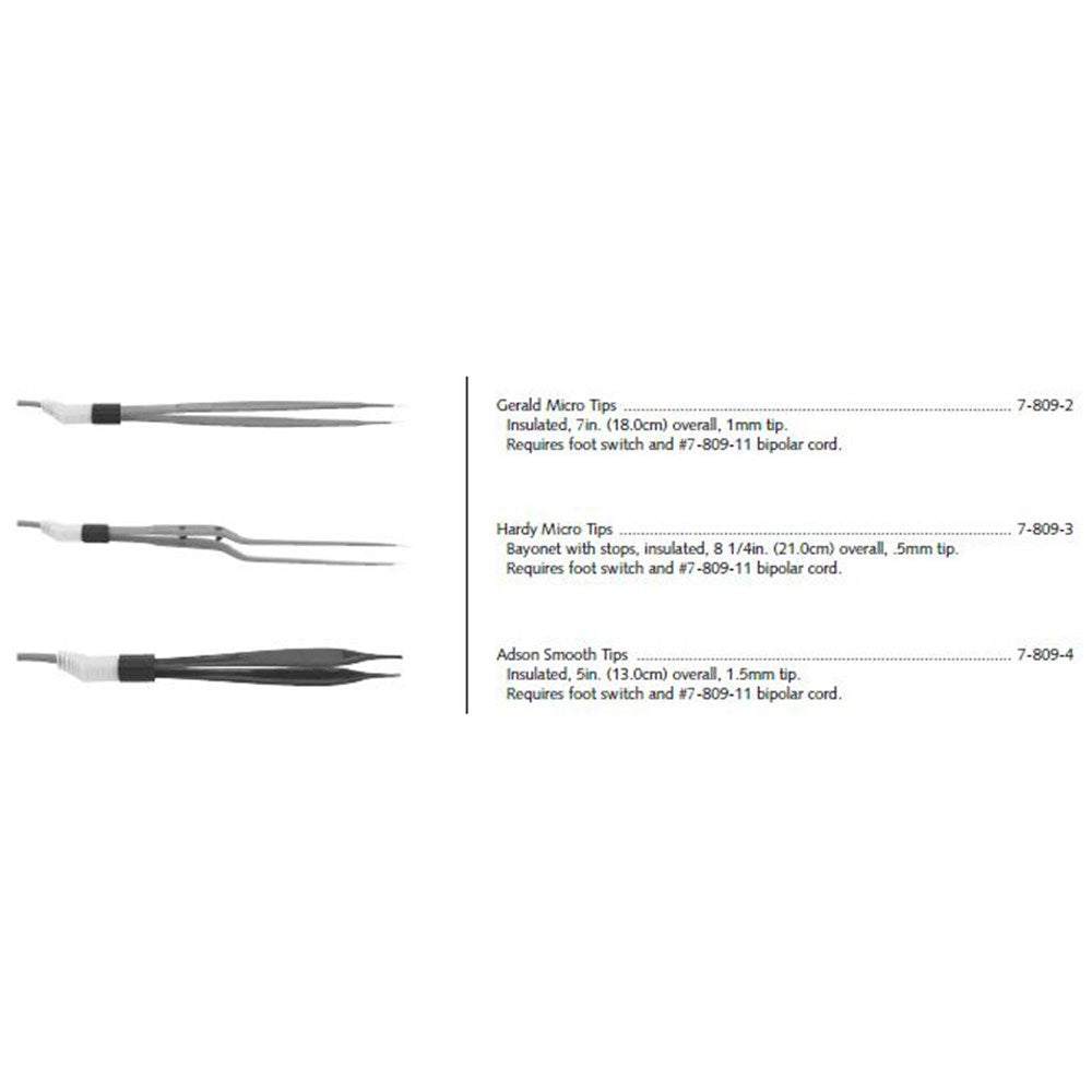 Conmed Bipolar Forceps Electrode, Gerald Micro Tips. MPN: 7-809-2