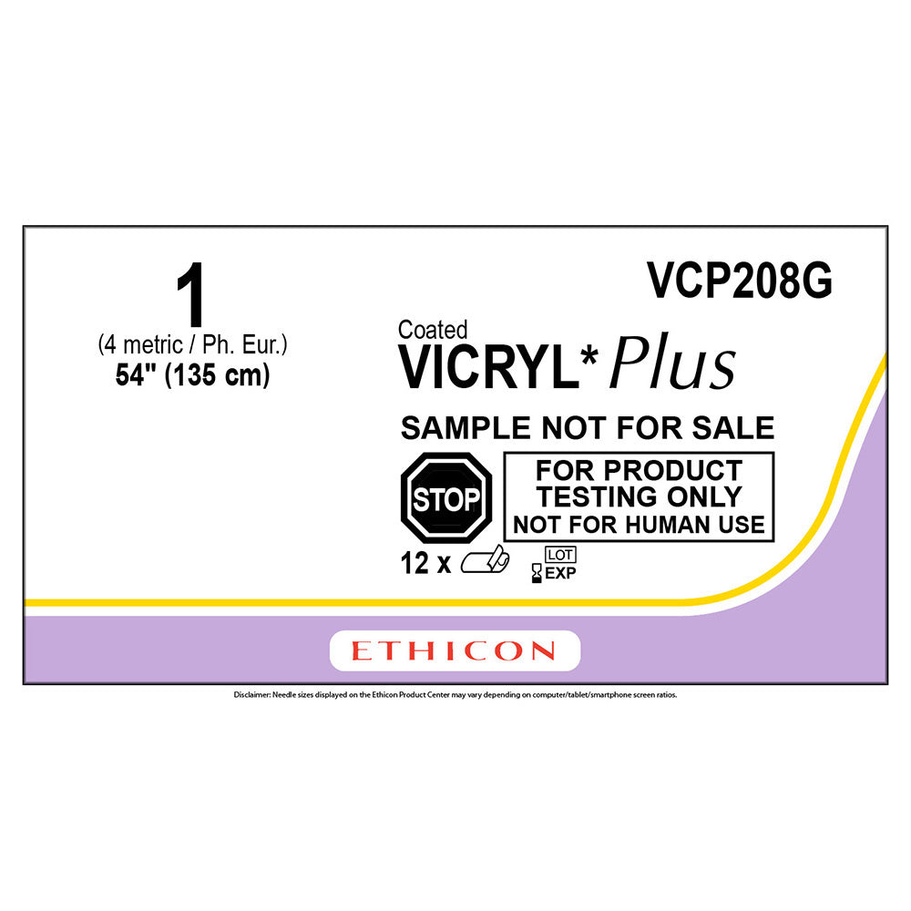 Ethicon COATED VICRYL Plus Antibacterial Suture, Size: 1, Needle: LIGAPAK Reel, VIOLET, 12/bx. MPN: VCP208G