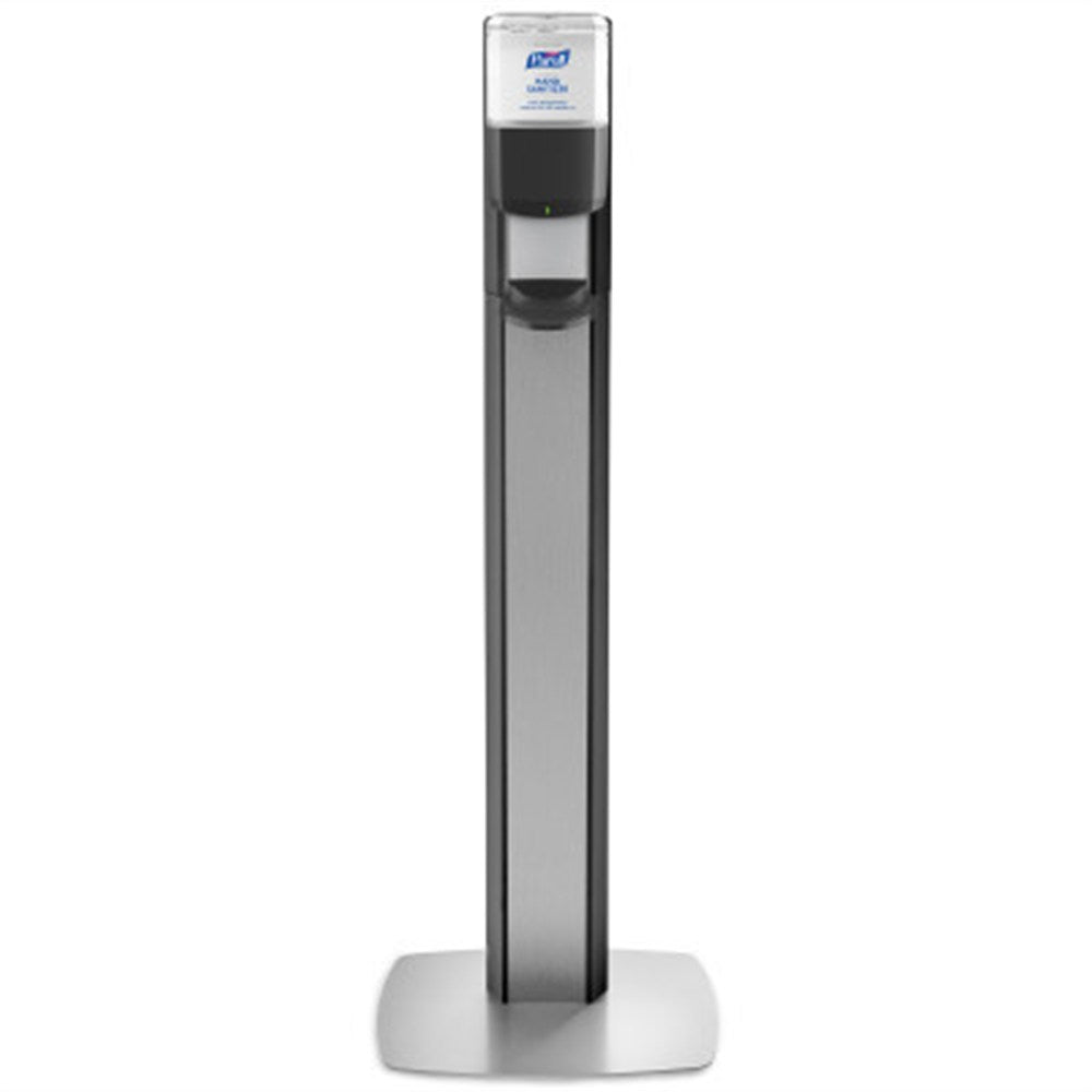 PURELL MESSENGER ES8 Graphite Panel Floor Stand with Touch-Free Dispenser Stand for 1200mL Hand Sanitizer. MPN: 7318-DS-SLV