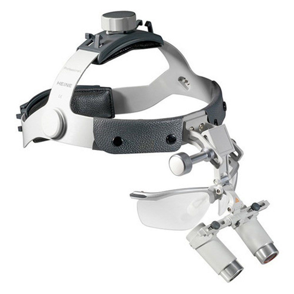 HEINE 4.0x HRP Binocular Loupes Set on Headband/Splash Guard, 340mm (13") Working Distance. MPN: C-000.32.441