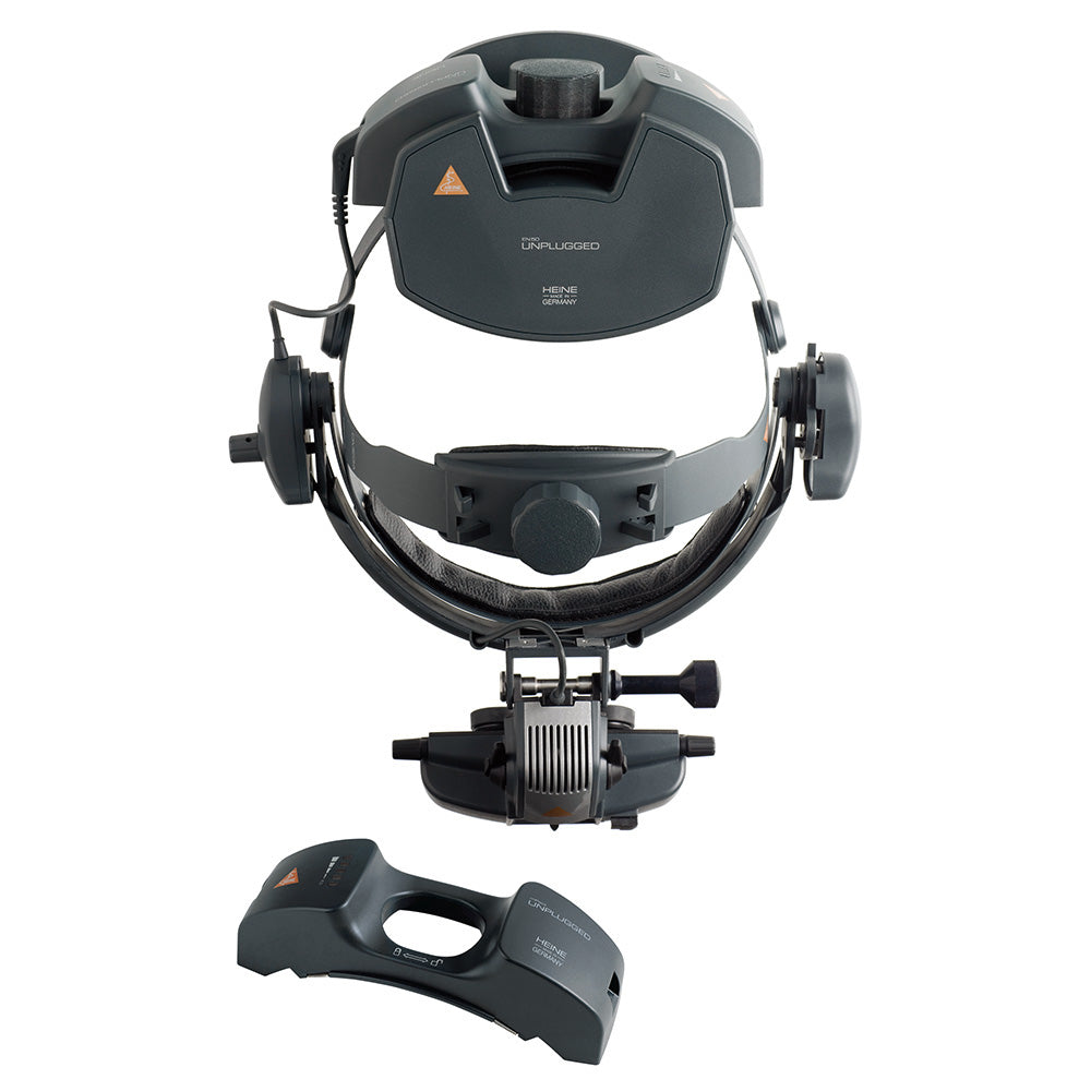 HEINE OMEGA 500 LED Indirect Ophthalmoscope, UNPLUGGED Kit, Wall Transformer, 2 mPack Batteries. MPN: C-008.33.536