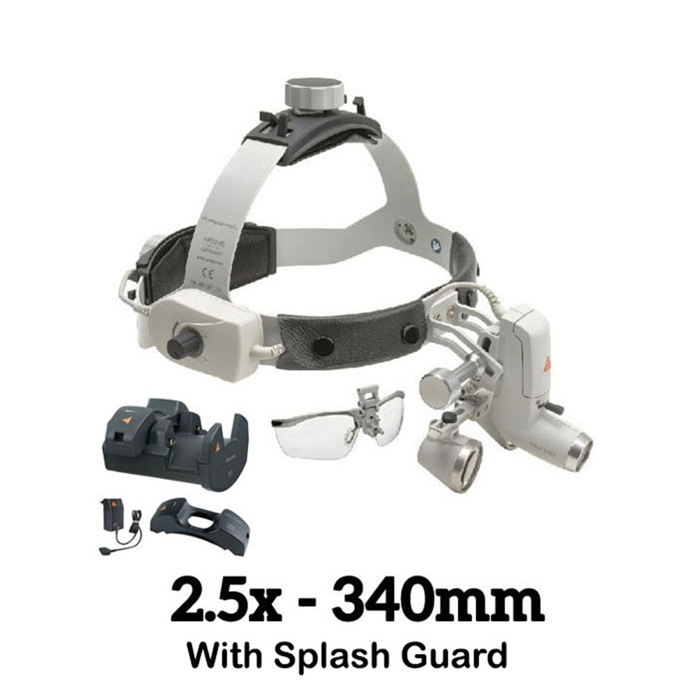 HEINE ML4 LED Headlight Kit, EN50 Unplugged Power Source, S-Guard, HR Binocular Loupe 2.5 x / 340mm. MPN: J-008.31.445