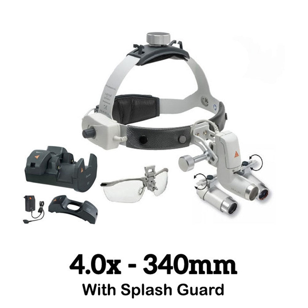 HEINE ML4 LED Headlight Kit, EN50 Unplugged Power Source, S-Guard, HRP Binocular Loupe 4.0 x / 340mm. MPN: J-008.31.448