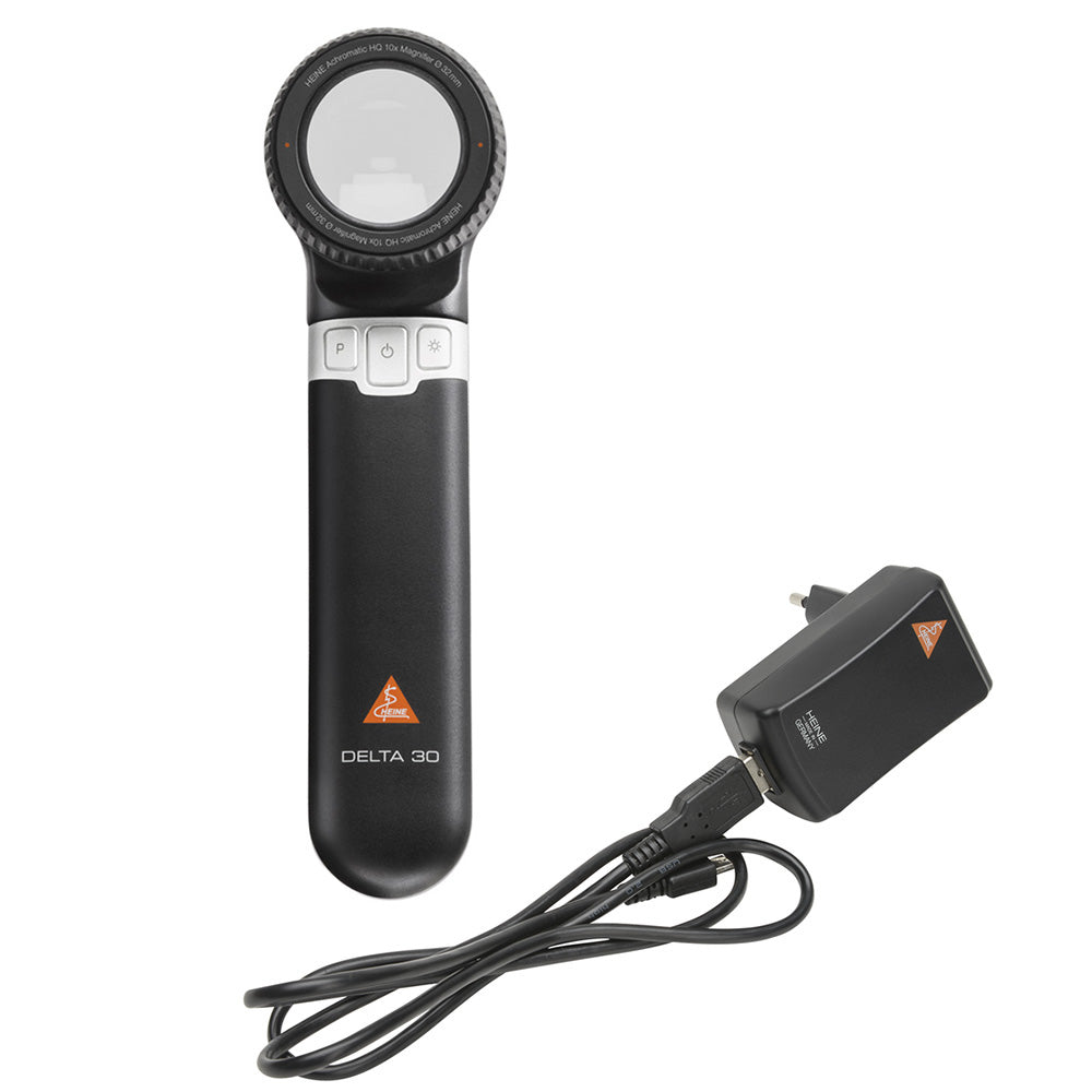 HEINE DELTA 30 LED Dermatoscope, Contact Plate (with scale), USB cord, Transformer, and Case. MPN: K-230.28.305 - Image 8