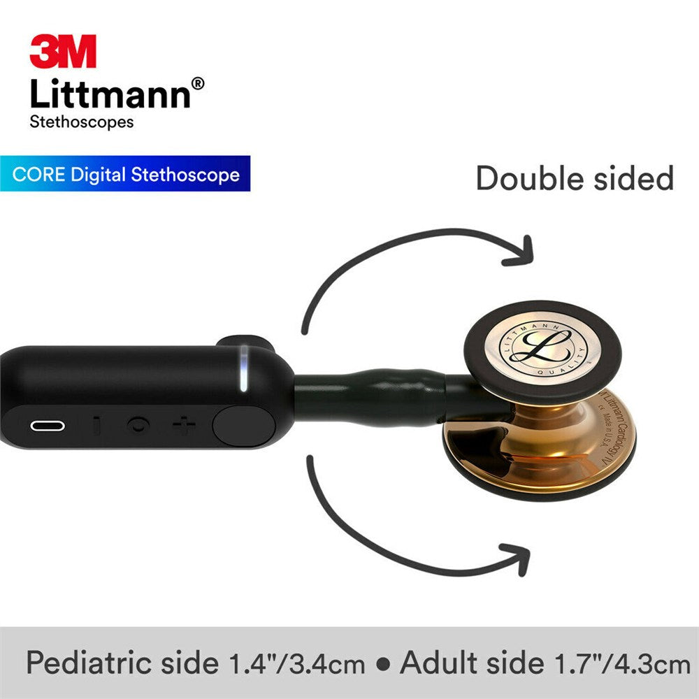 3M Littmann 8870 CORE Digital Stethoscope, High Polish Copper Chestpiece, Black Tube, Stem and Headset, 27". MPN: 8870 - Image 3