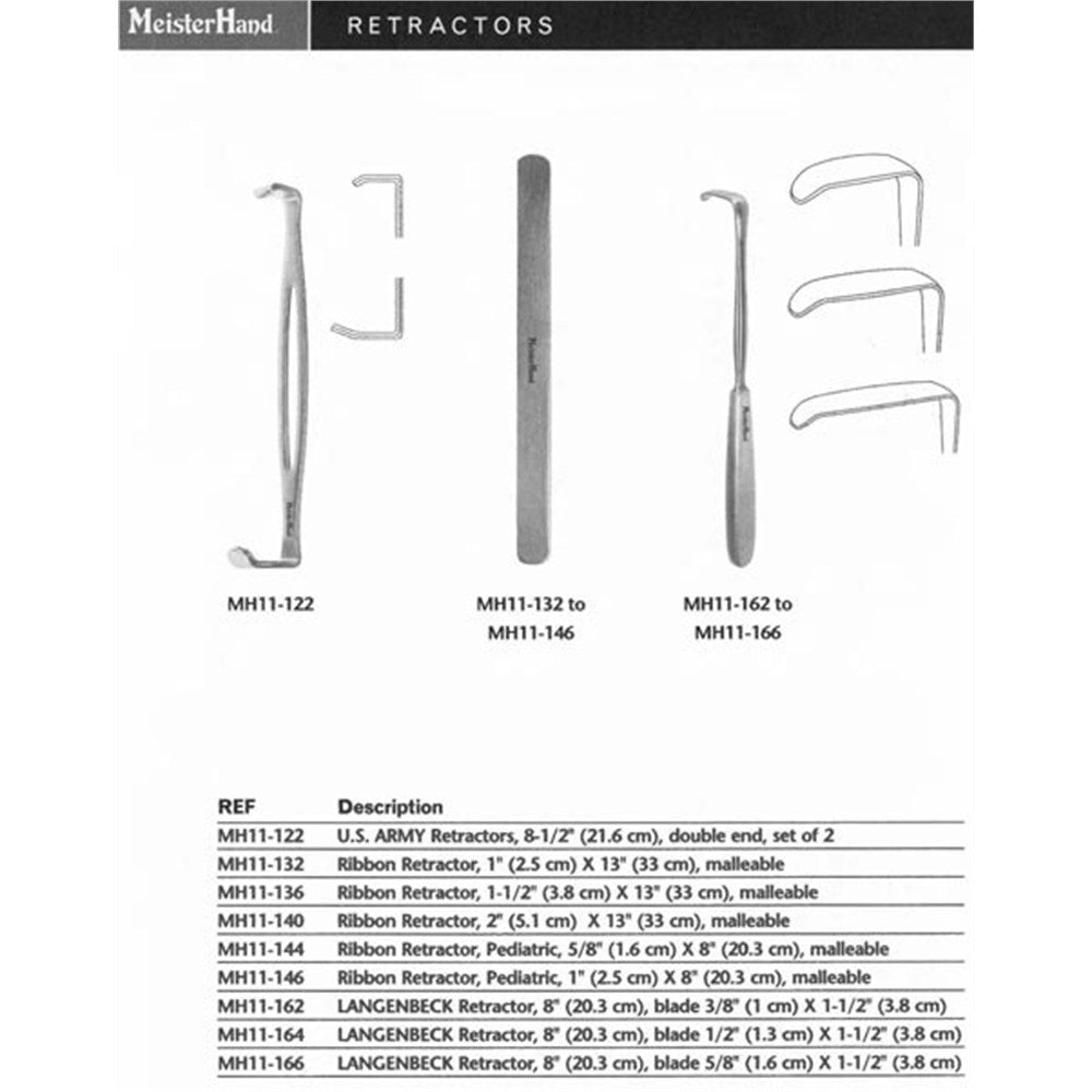 MeisterHand Ribbon Retractor, Pediatric, 5/8" (1.6 cm) X 8" (20.3 cm), malleable. MPN: MH11-144 - Image 2