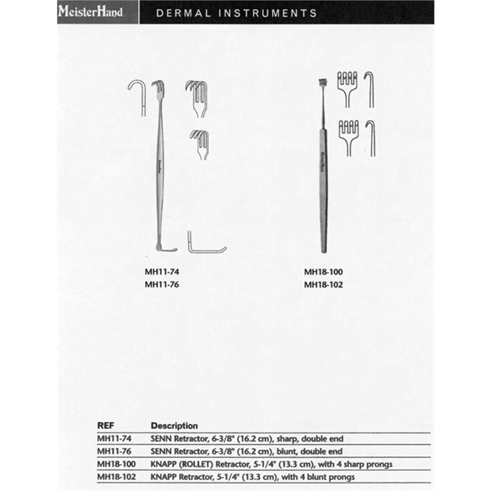 MeisterHand KNAPP (ROLLET) Retractor, 5-1/4" (13.3 cm), with 4 sharp prongs. MPN: MH18-100 - Image 5