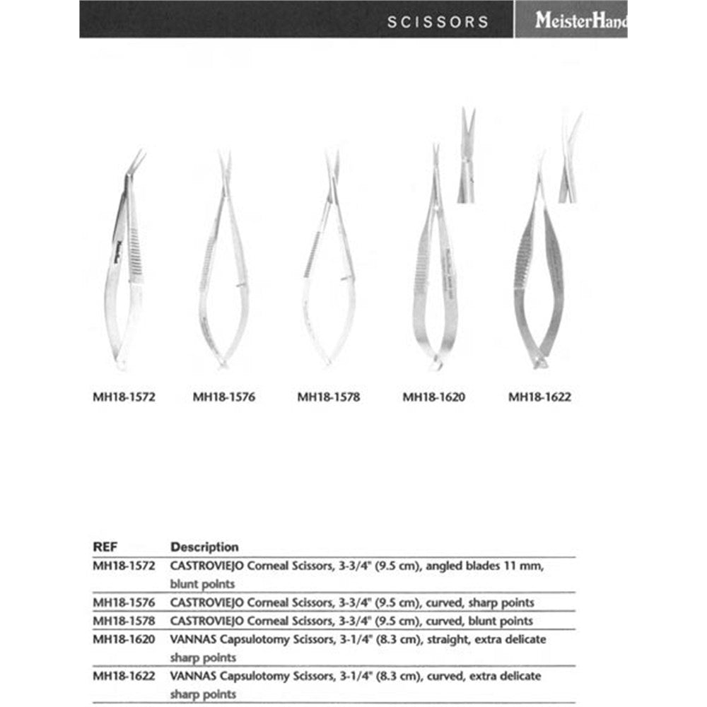 MeisterHand VANNAS Capsulotomy Scissors, 3-1/4" (82.4mm), straight, sharp tips, extra delicate. MPN: MH18-1620 - Image 2