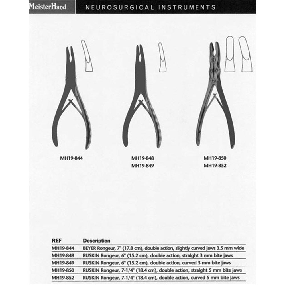 MeisterHand RUSKIN Rongeur, double action, 7-1/4" (18.4 cm) long, straight 5 mm bite jaws. MPN: MH19-850 - Image 4
