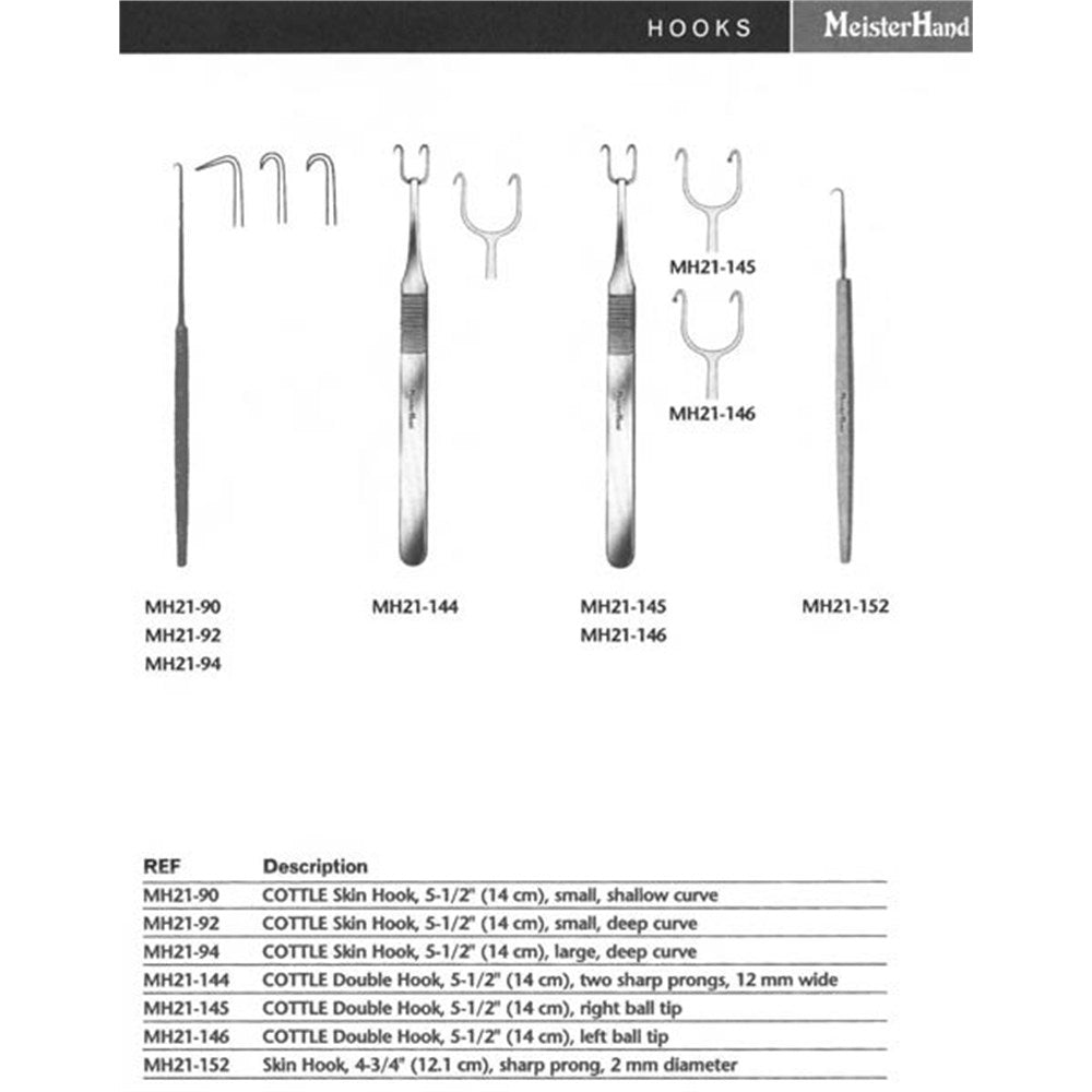 MeisterHand COTTLE Skin Hook, 5-1/2" (14 cm), large, deep curve, serrated handle. MPN: MH21-94 - Image 2