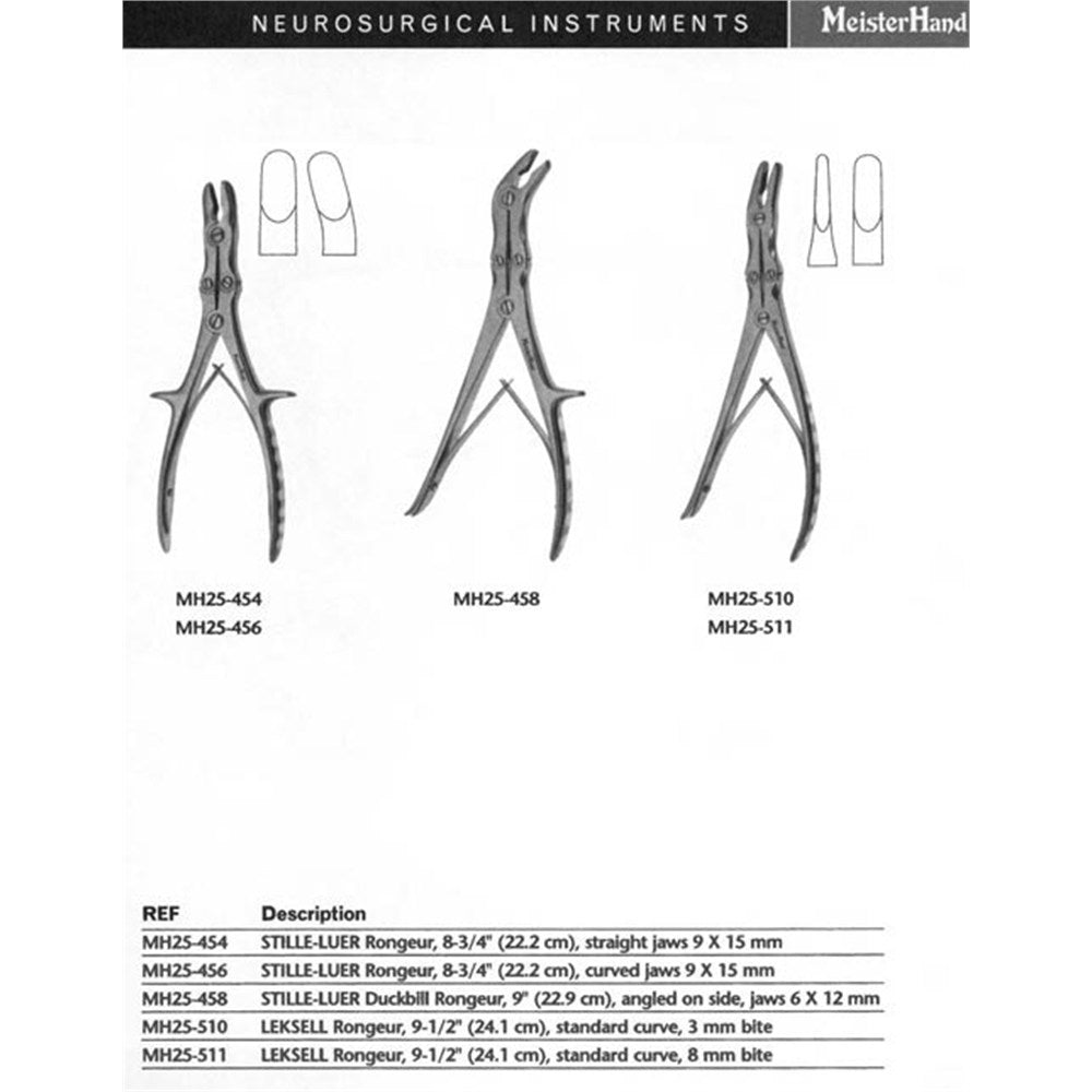MeisterHand LEKSELL Rongeur, 9-3/4" (250mm), light curve, 8mm x 17mm bite. MPN: MH25-511 - Image 3