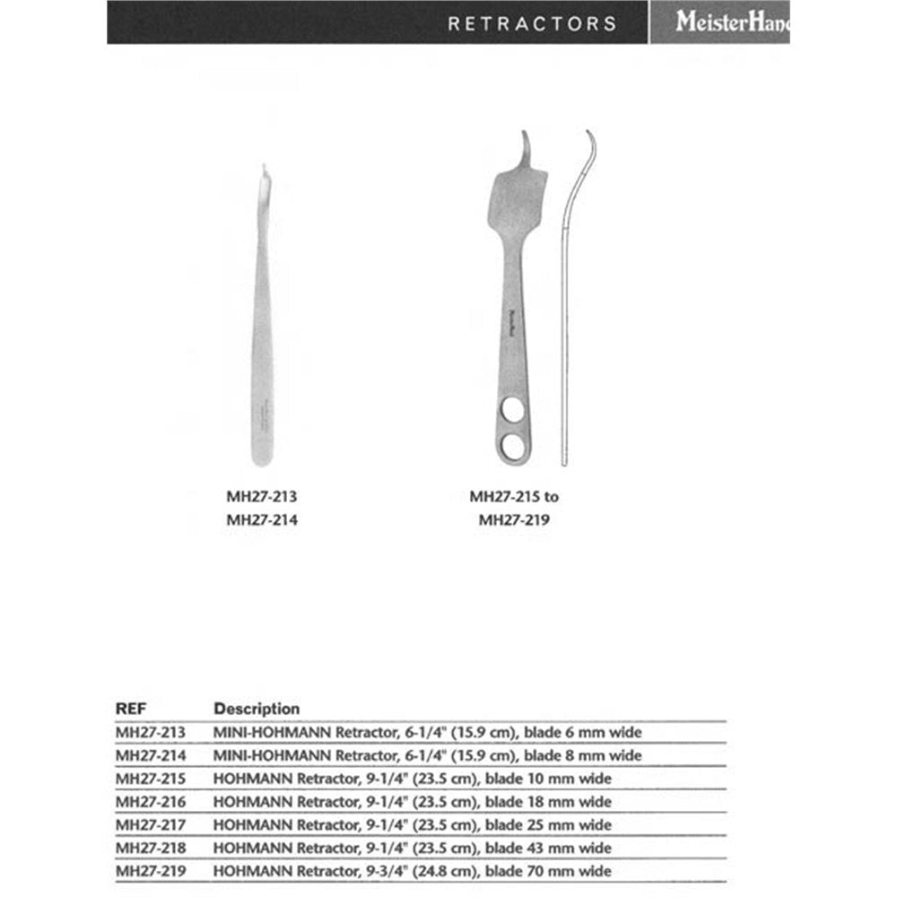MeisterHand HOHMANN Retractor, 9-1/4" (23.5 cm), blade 43 mm wide. MPN: MH27-218 - Image 2