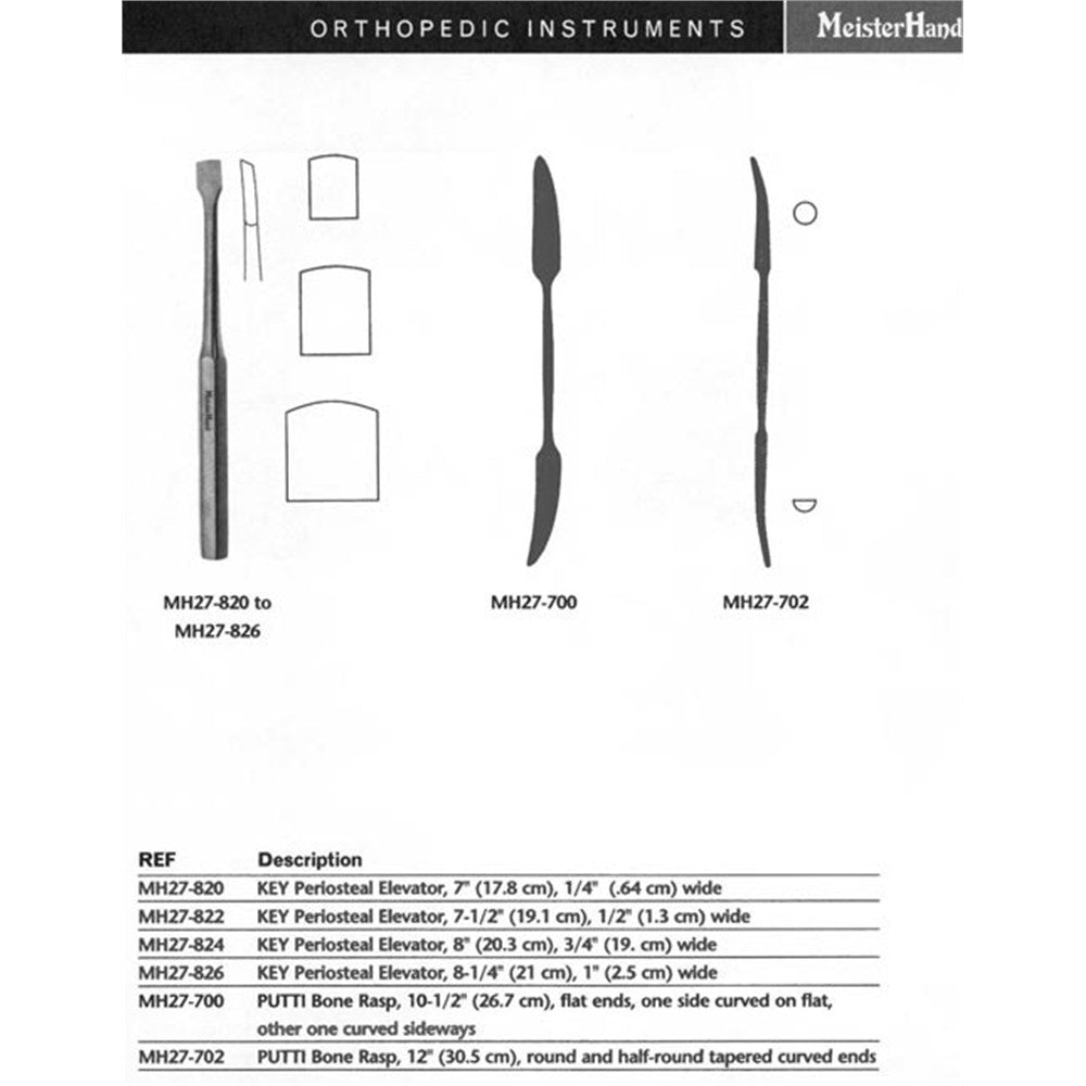 MeisterHand KEY Periosteal Elevator, 8-1/4" (21 cm), 1" (2.5 cm) wide. MPN: MH27-826 - Image 2