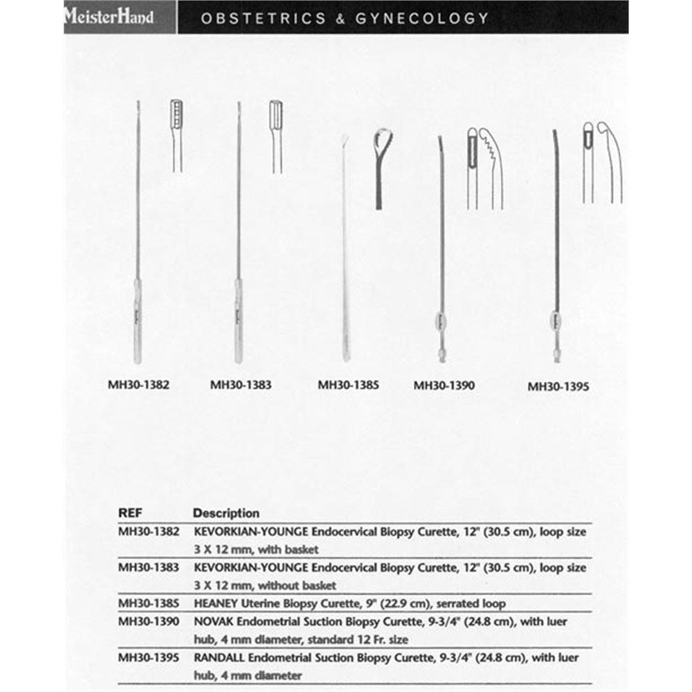 MeisterHand KEVORKIAN-YOUNGE Endocervical Biopsy Curette, 12-1/4" (310mm), loop size 2mm x 12mm, with basket. MPN: MH30-1382 - Image 2