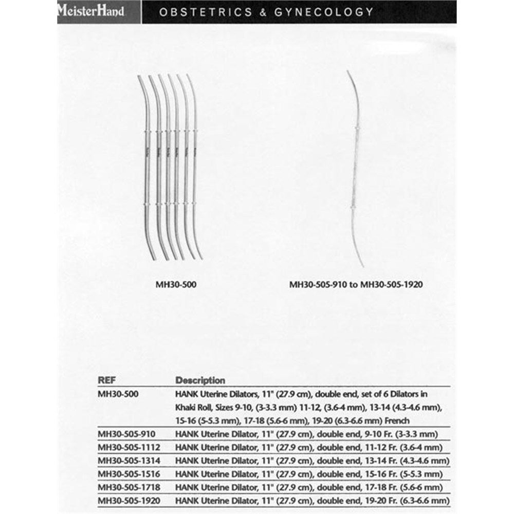 MeisterHand HANK Uterine Dilator, 10-1/2" (265mm), Double-Ended, Sizes 17 Fr. and 18 Fr. MPN: MH30-505-1718 - Image 2