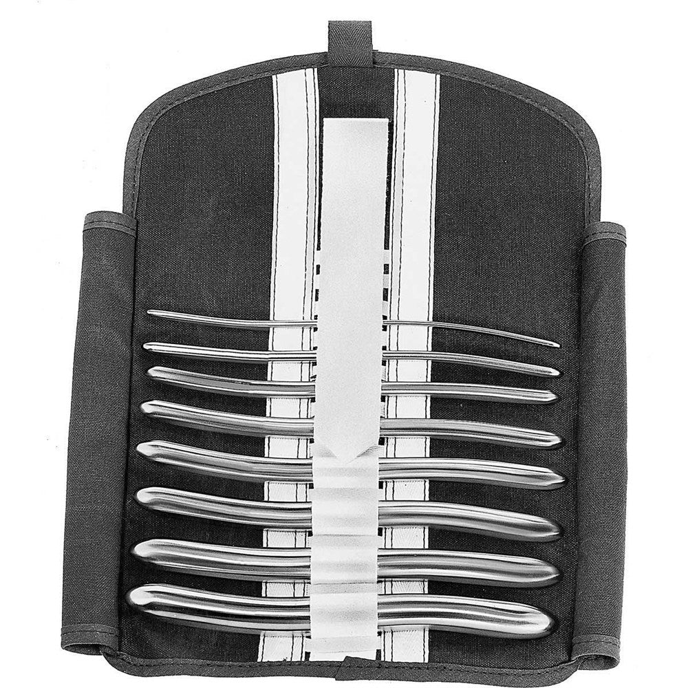 MeisterHand HEGAR Uterine Dilator, 7-1/2" (19.1 cm), double end, set of 8 In Khaki Roll, sizes 3-5 mm - 17-18 mm. MPN: MH30-550