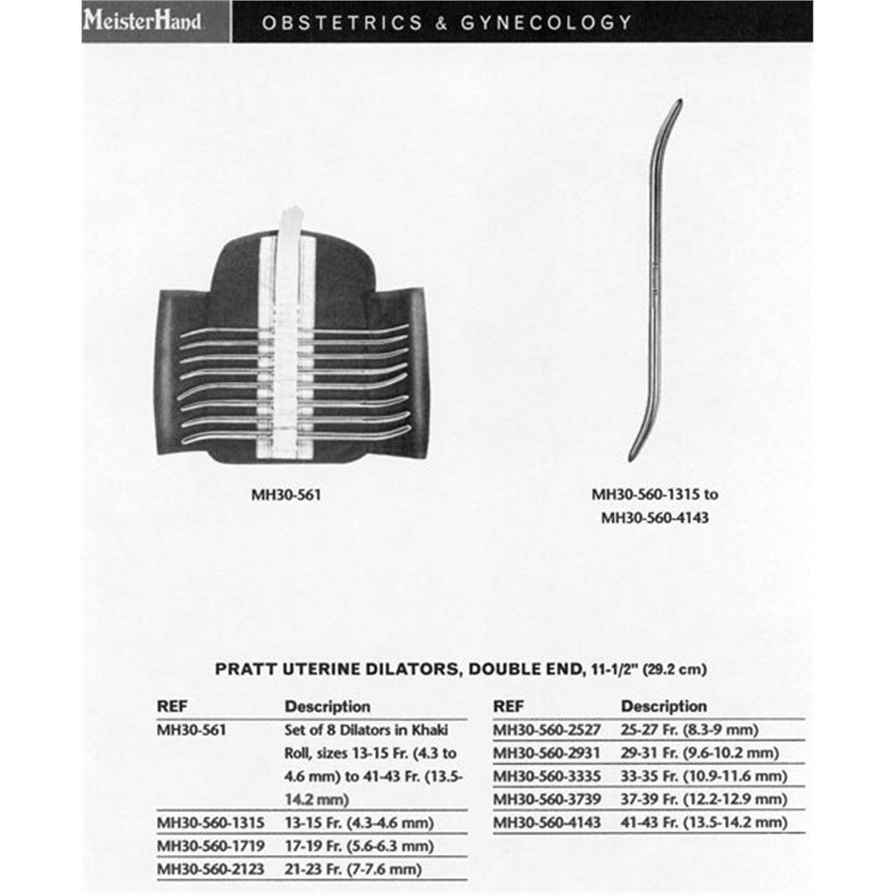 MeisterHand PRATT Uterine Dilator, 11-1/2" (29.2 cm), double end, 37-39 French (12.2-12.9 mm). MPN: MH30-560-3739 - Image 2