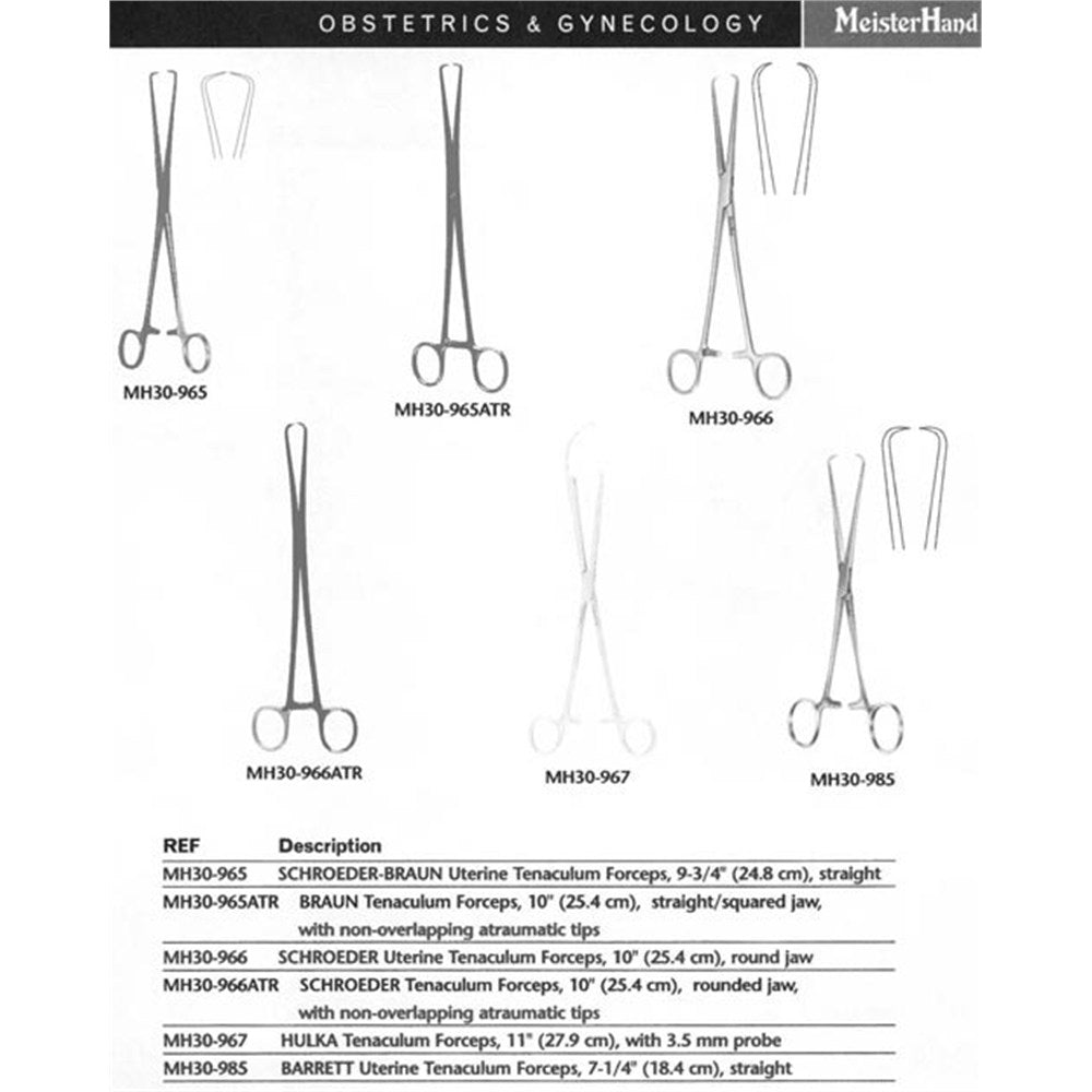 MeisterHand SCHROEDER Uterine Tenaculum Forceps, 10" (25.4 cm), round jaw. MPN: MH30-966 - Image 2