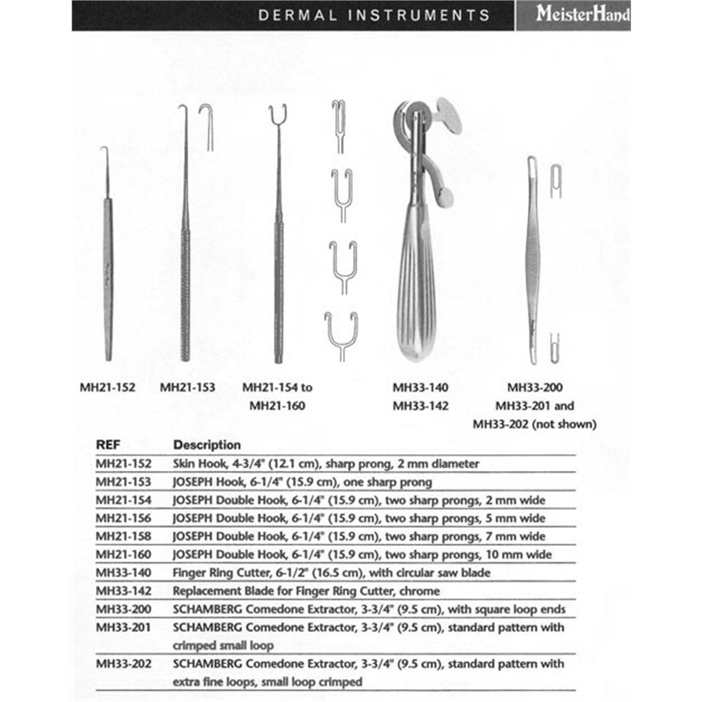 MeisterHand SCHAMBERG Comedone extractor, 3-3/4" (96.5mm), Double-Ended, Extra Fine Loops, with Crimped Small Loop. MPN: MH33-202 - Image 2