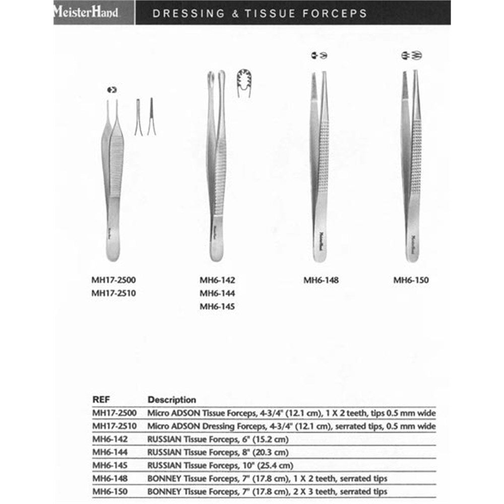 MeisterHand RUSSIAN Tissue Forceps, 6" (151mm). MPN: MH6-142 - Image 2