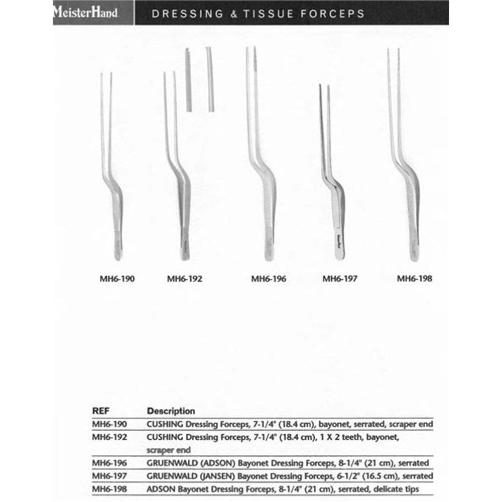 MeisterHand ADSON Bayonet Dressing Forceps 8-1/2" (213mm), serrated. MPN: MH6-198 - Image 2