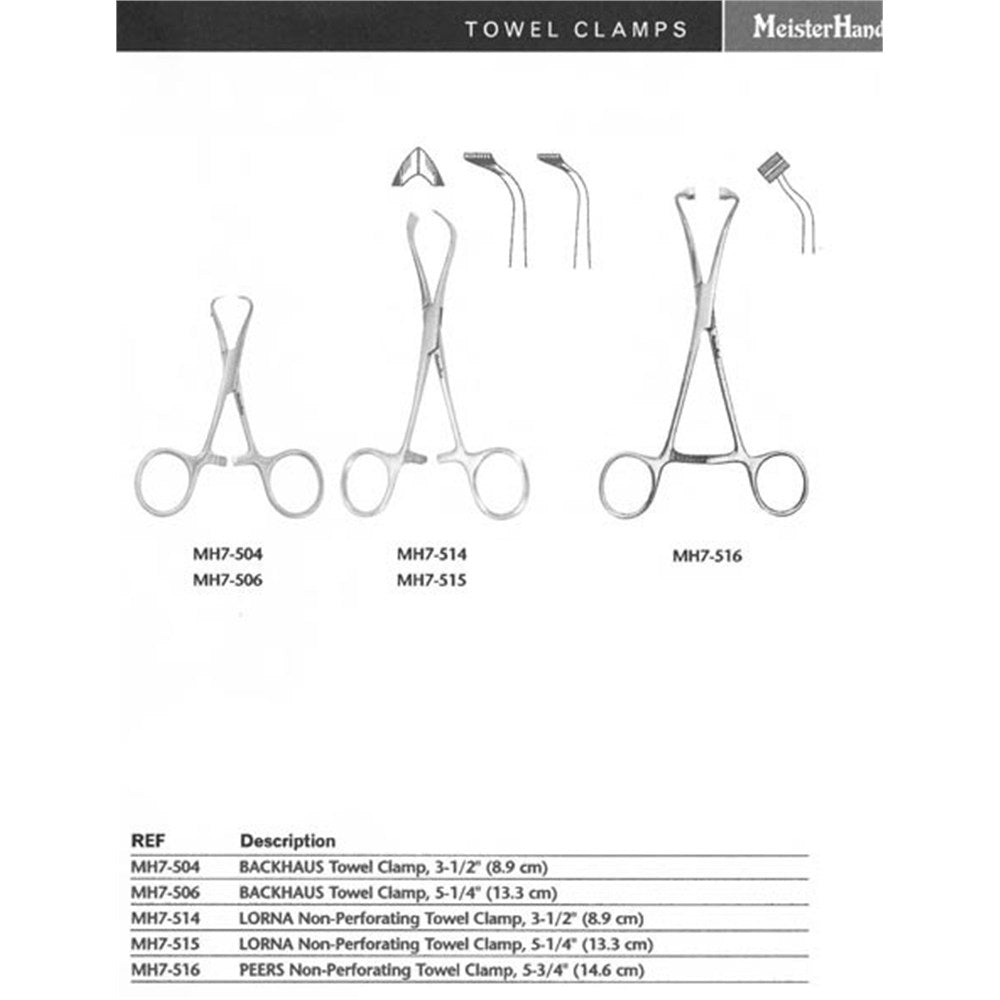 MeisterHand LORNA Non-Perforating Towel Forceps, 4" (102 mm). MPN: MH7-514 - Image 2