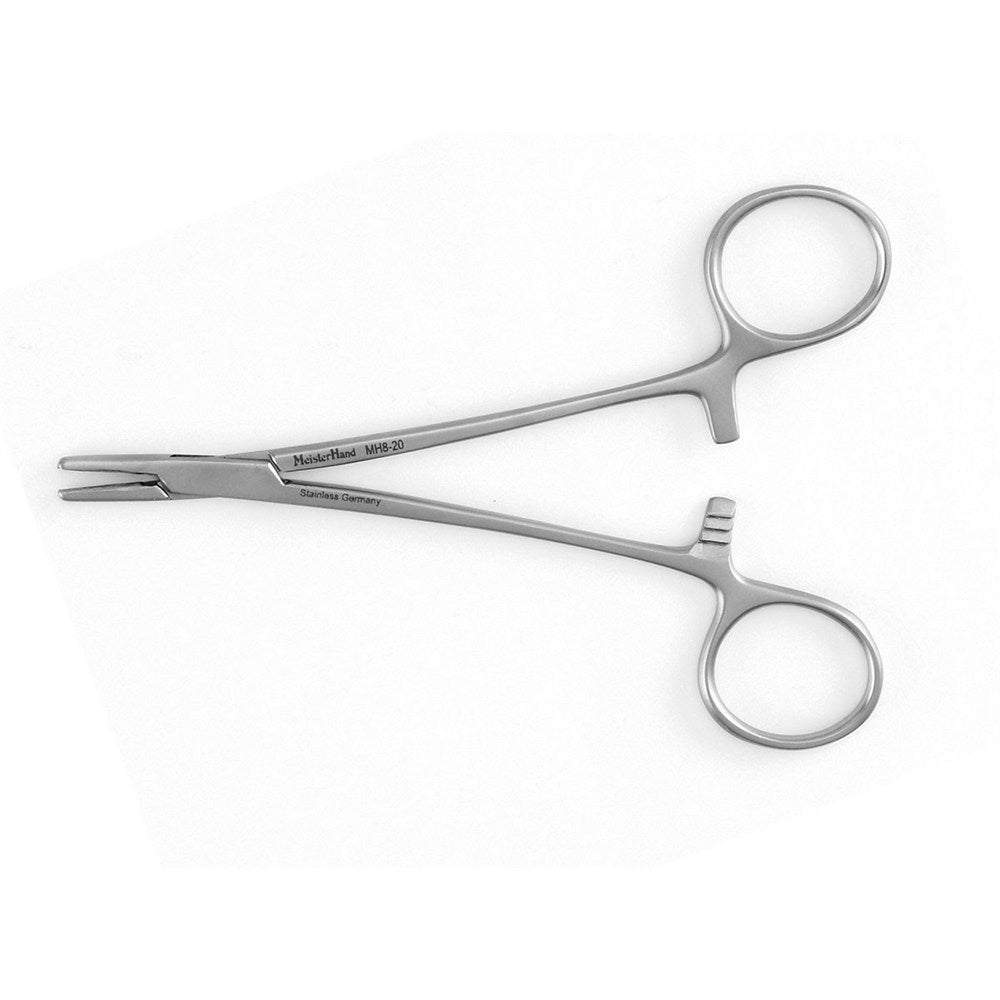 MeisterHand Converse Needle Holder with Suture Scissors, 4¼" (10.8 cm), Longitudinal Serrations, Large Finger Rings. MPN: MH8-20