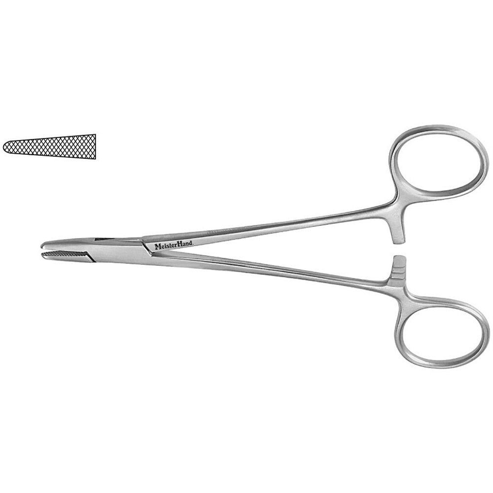 MeisterHand Baumgartner Needle Holder, 5¾" (14.6 cm), Serrated Jaws. MPN: MH8-40