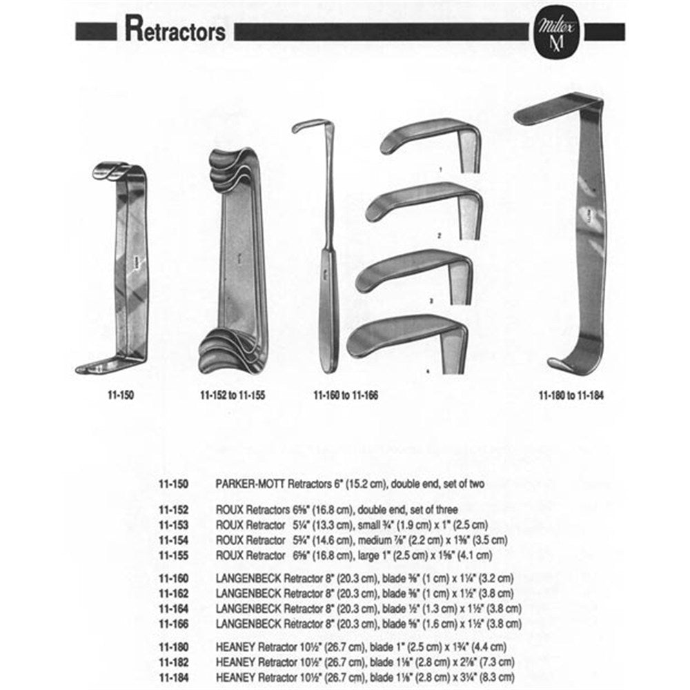 MILTEX ROUX Retractor, 5-3/4" (14.6 cm), medium 7/8" (2.2 cm) X 1-3/8" (3.5 cm). MPN: 11-154 - Image 2