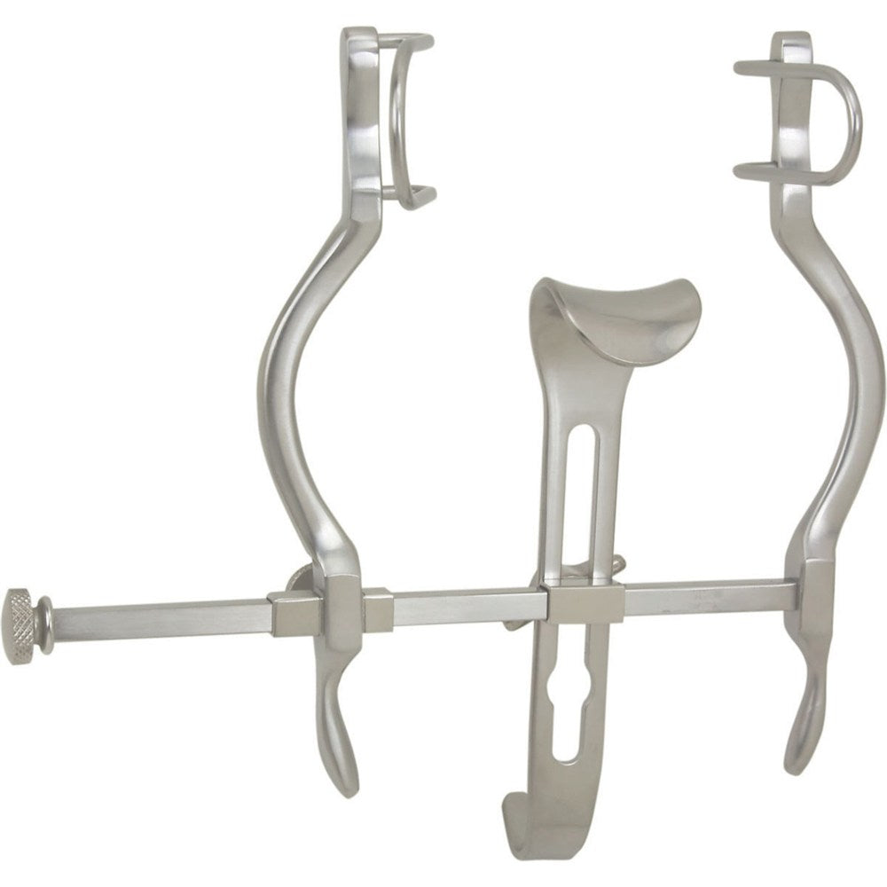 MILTEX Pediatric BALFOUR Abdominal Retractor with fenestrated side blades & solid center blade 1" (2.5 cm) deep, 4" (10.2 cm) spread. MPN: 11-430
