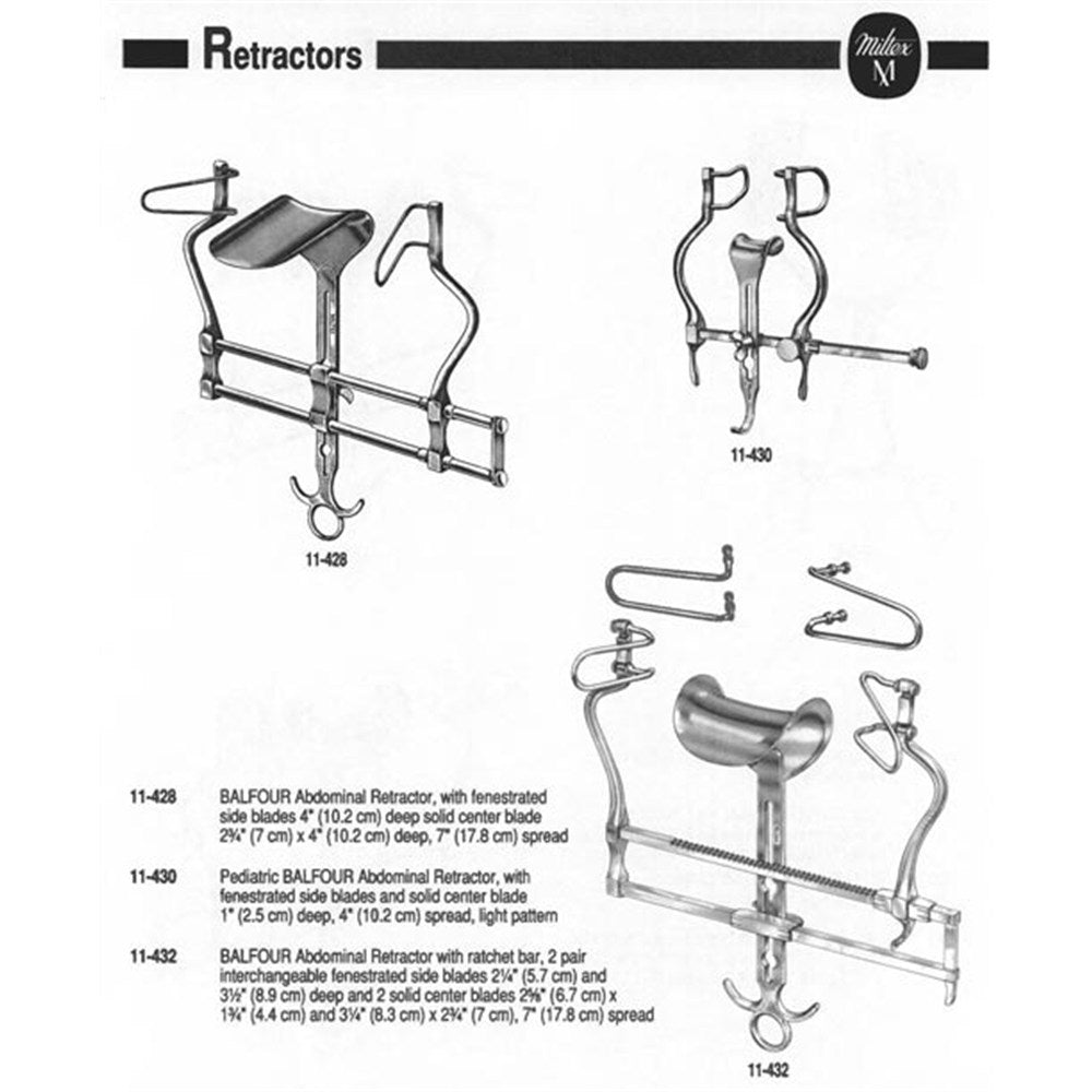 MILTEX BALFOUR Abdominal Retractor, 7" (180mm) Spread, 4 Fenstrated Side Blades, 2 Solid Center Blades. MPN: 11-432 - Image 2
