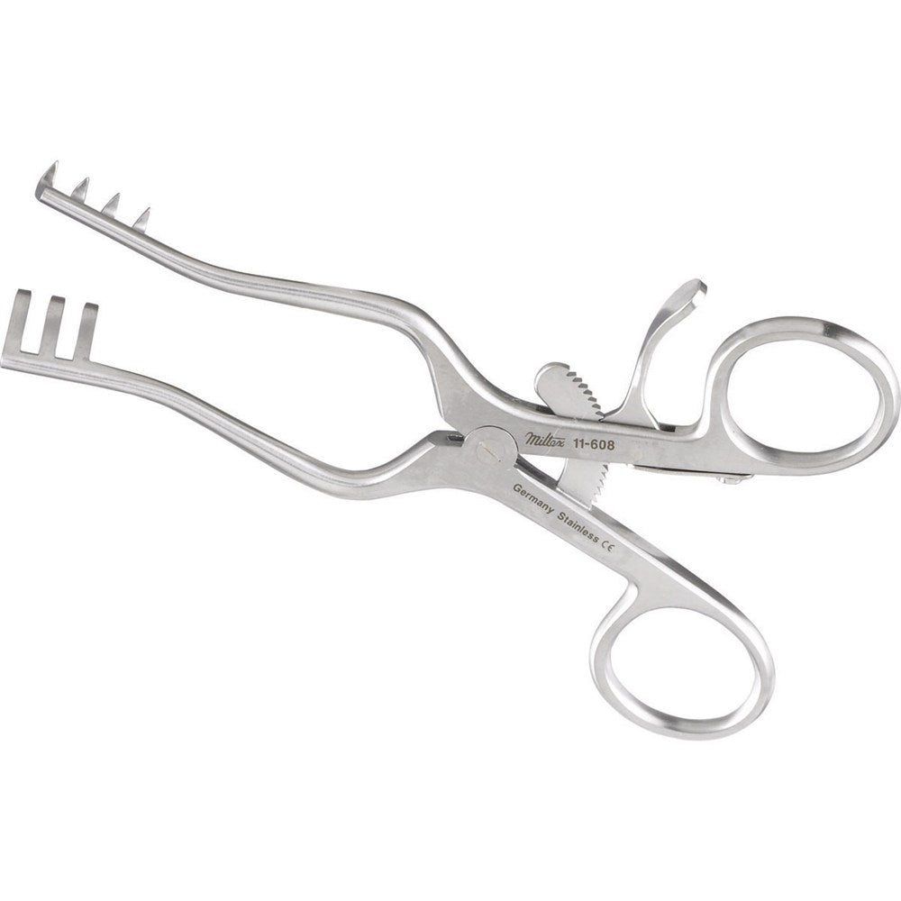 MILTEX WEITLANER Retractor, 5-1/4" (135mm), Sharp, 3 X 4 Teeth, 1-7/8" (47mm) Spread. MPN: 11-608