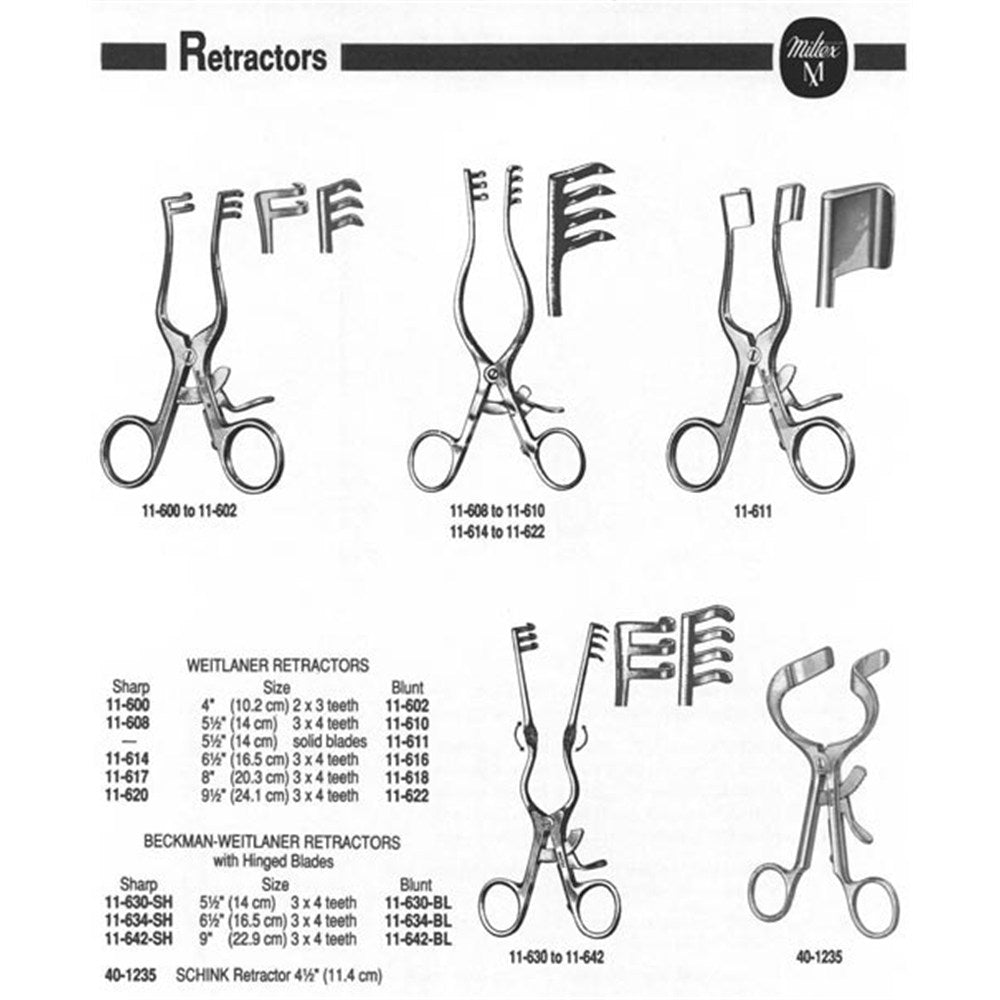 MILTEX WEITLANER Retractor, 5-1/4" (135mm), Sharp, 3 X 4 Teeth, 1-7/8" (47mm) Spread. MPN: 11-608 - Image 2